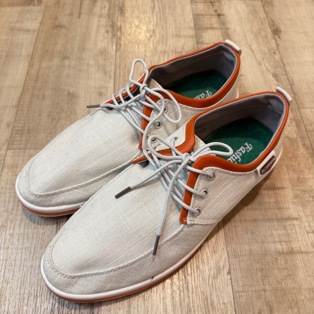 Florsheim Gray Canvas Lace up Orange Trim Shoes Men Size US 10   - EURO 43